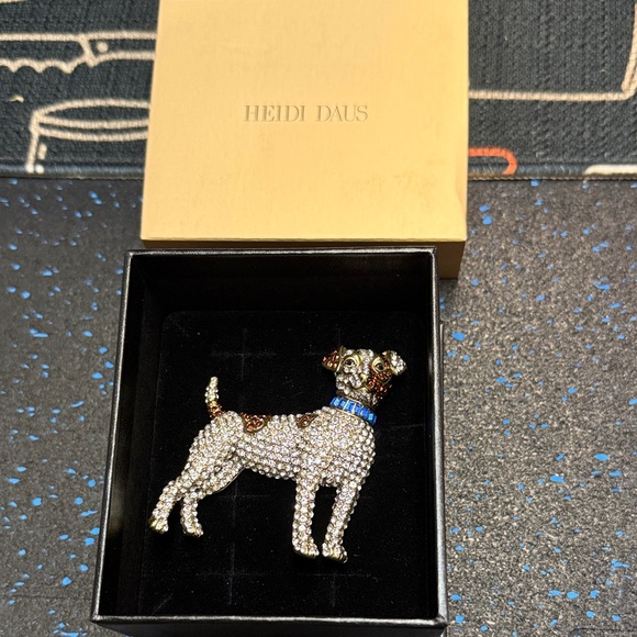 Heidi Daus Sparkling Dog Brooch with Blue Collar